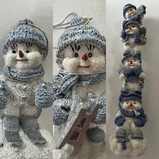 1998 Encore Group Snow Buddies Totem Pole Figurines 9" & Two Others Snowmen