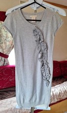 Girl Women Gray Sleeveless Knitted Tunic/Dress Decorative Ruffles Size 152cm