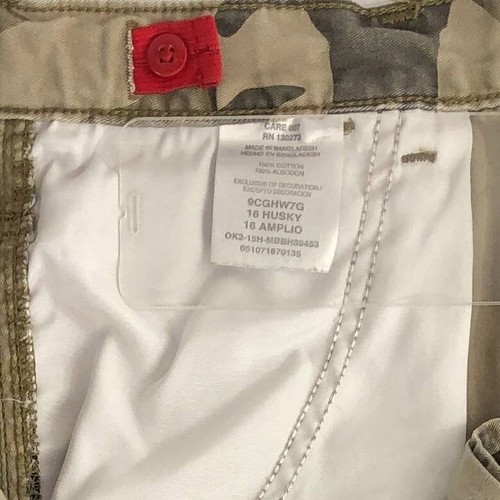 Wrangler Boys Cargo Pants Green Camouflage Adjustable Waist 100% Cotton 16 Husky - Picture 8 of 9