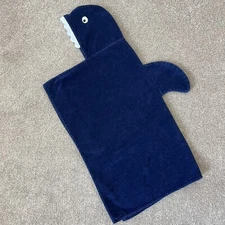 Pottery Barn Kids Hooded Shark Fin Towel Bath Beach Cover Blue