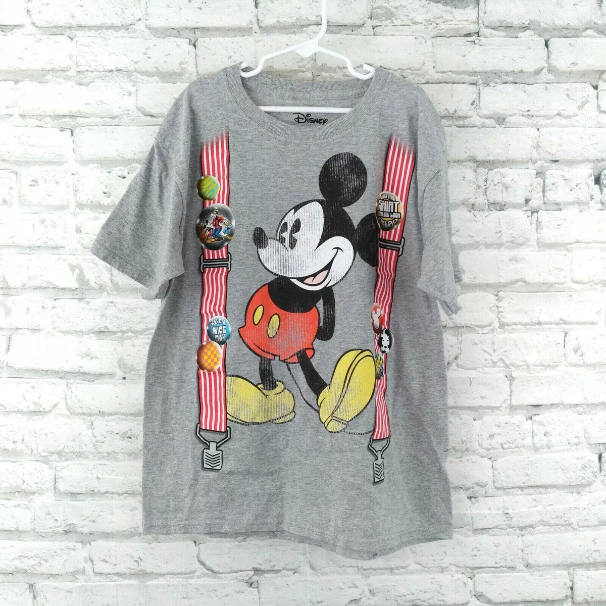 Disney Mickey Mouse T Shirt Boys Youth L 10 12 Gray Short Sleeve