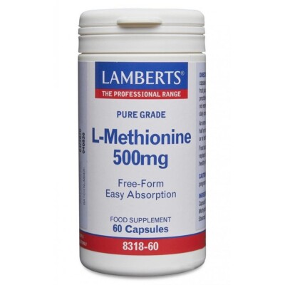 Lamberts L-Methionine 500mg Capsules (60). BBE 11/2028