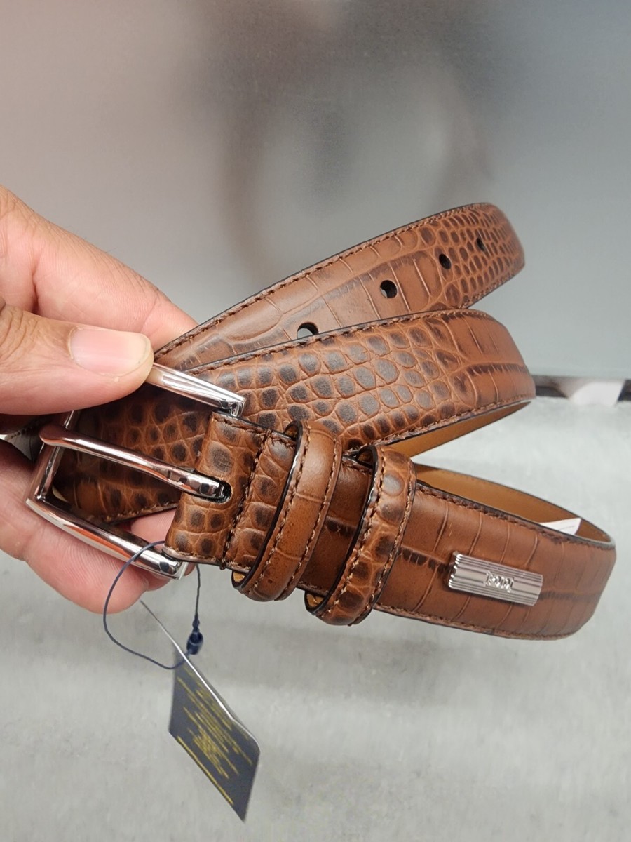 Polo Ralph Lauren Men's Big \u0026 Tall Faux Crocodile Embossed Brown Leather  Belt | eBay