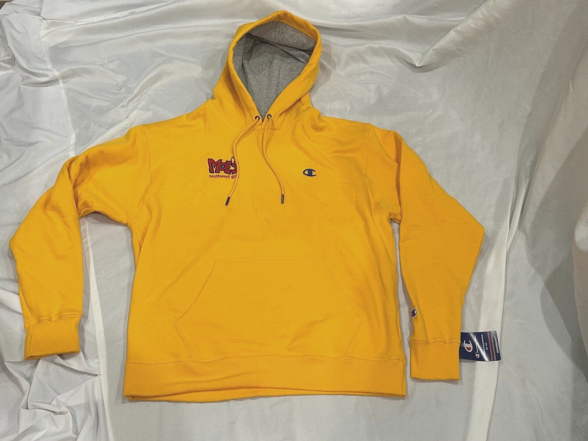 CHAMPION Moe s Southwest Grill Yellow Orange Colored Hoodie Brand NEW NWT