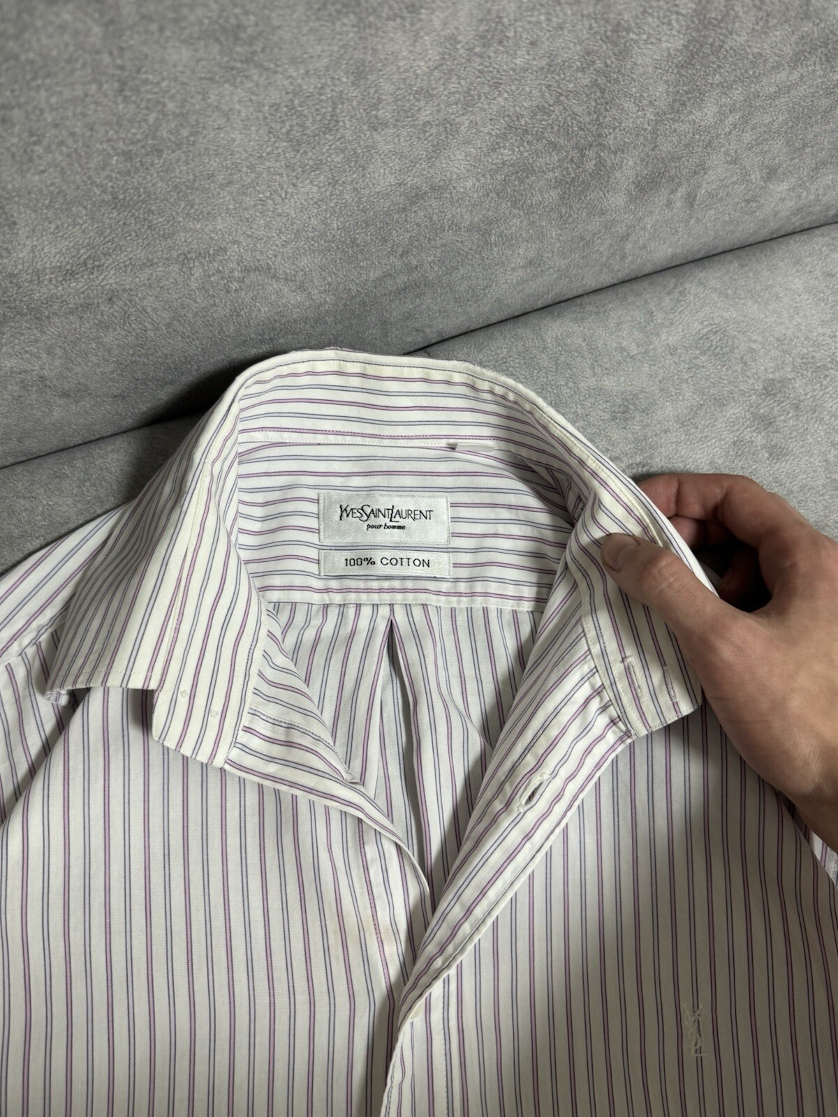 Camicia classica vintage Yves Saint Laurent Pour Homme YSL a righe taglia M