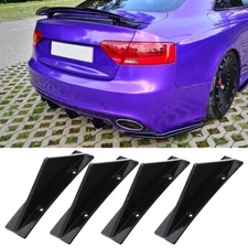 For Audi 4 Wing Car Rear Bumper Lip Diffuser Splitter Spoiler Shark Fins Glossy