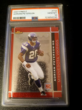 2007 Topps Finest #112 Adrian Peterson Rookie Card. PSA 10 GEM MINT