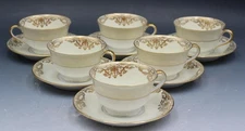 Vintage Noritake Porcelain Gainford Pattern Set of 6 Teacups & Saucers