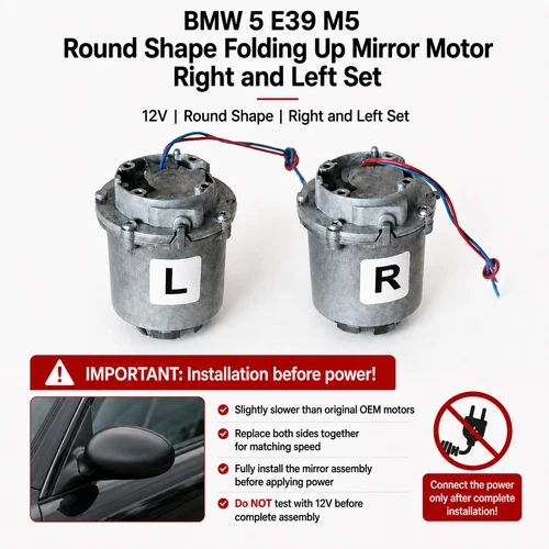 BMW 3 E46 5 E39 M5 Round Shape Folding Up Mirror Motor Right and Left Set