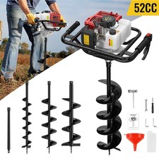 Benzin Erdbohrer 52ccm 5,2 PS Erdlochbohrer Pfahlbohrer Zaun Fundament Boden DHL