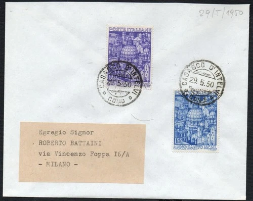 1950 ITALY REPUBLIC N.620/621 ON FDC TRAVELLED