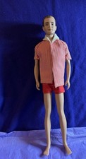Mattel Barbie Ken Doll, Vintage Early 1960s With Dark Brown Flocked Hair