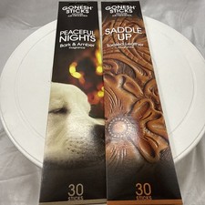 GONESH Saddle Up Tool Leather & Peaceful Nights Bark and Amber-30 Incense Sticks