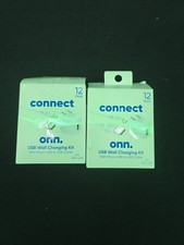Connect Onn USB Wall Charging Kit w/Micro-USB to USB Cable White. Lot Of 2 Open.