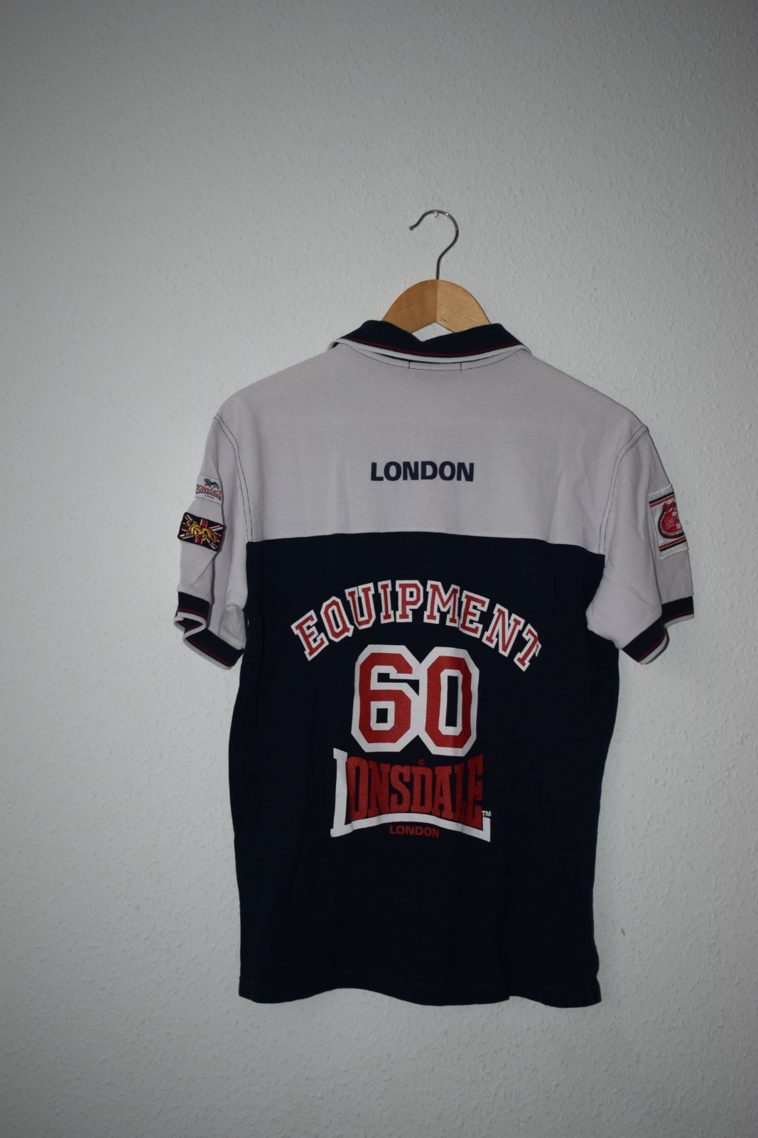 Vintage Lonsdale London "Equipment 60" Polo Shirt - Made in Italy - Navy/Grey - image 4