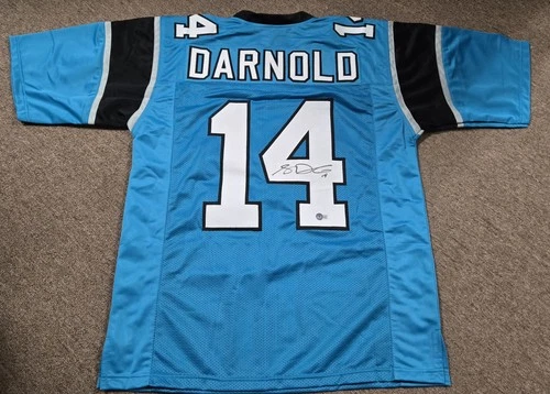 Sam Darnold Signed Blue XL Custom Football Jersey Beckett Seahawks Panthers USC