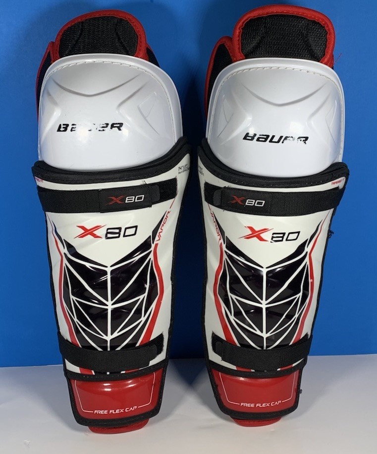 Bauer vapor x80 white red protective gear ice hockey shin guards senior size 14”