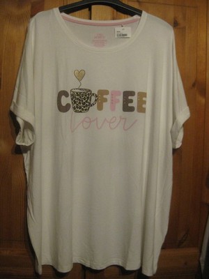 GINA BENOTTI women's T-shirt size 52/54 top new white ''coffee'' stretch
