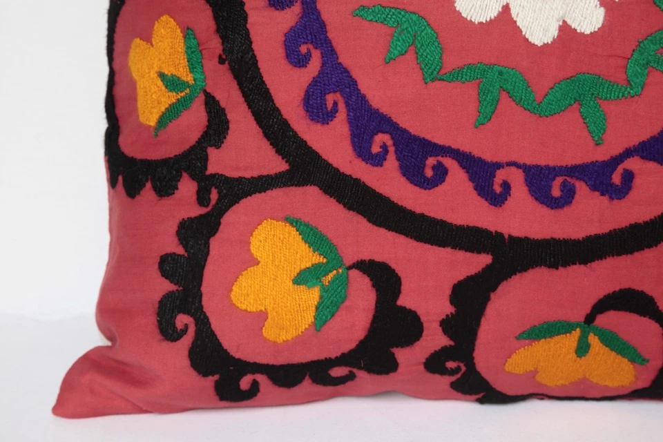 Ethnic Suzani  Cushion , Authentic Embroidered Vintage pillow,Boho throw pillow - Image 4 of 4