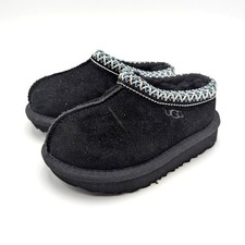 UGG Tasman II Embroidered Slippers Shoes Round Toe Kids' Black Size US7 EU23.5