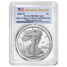 2026-W 1 1-oz Proof American Silver Eagle PCGS PR70DCAM AR Flag Label