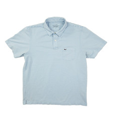 Vineyard Vine Performance Polo Shirt Men's Large Blue Striped Short Sleeve Golf