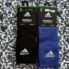2 Pairs Blue Black Adidas Baseball over the calf Aeroready Compression S 13C-4Y
