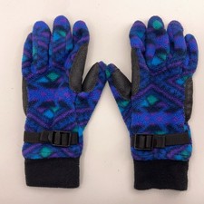Retro LL Bean Crazy Pattern Fleece Black Palm Winter Gloves Ladies L