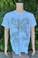 Y2K Jesus T-shirt Gothic Cross Wings Graphic Crome Reflective USA Made Size XL