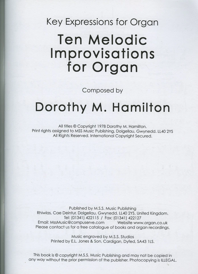 DOROTHY M. HAMILTON - Two Music Books For Classical Organ [NEW/MINT] - Image 3 of 4