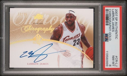 2007-08 SP Authentic LeBron James Chirography Gold Auto /25 PSA 8