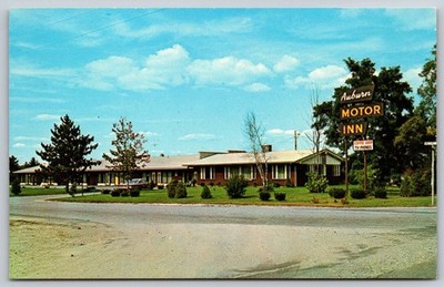 Auburn Motor Inn Maine Vintage Postcard Mid-Century Roadside Motel Chrome BB4
