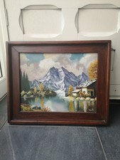 Antik Gemälde Signiert  (31 x 38 Cm) Holzrahmen