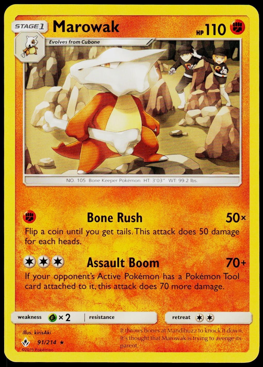 Marowak 91 Unbroken Bonds - Pokemon NM/M (Rare)