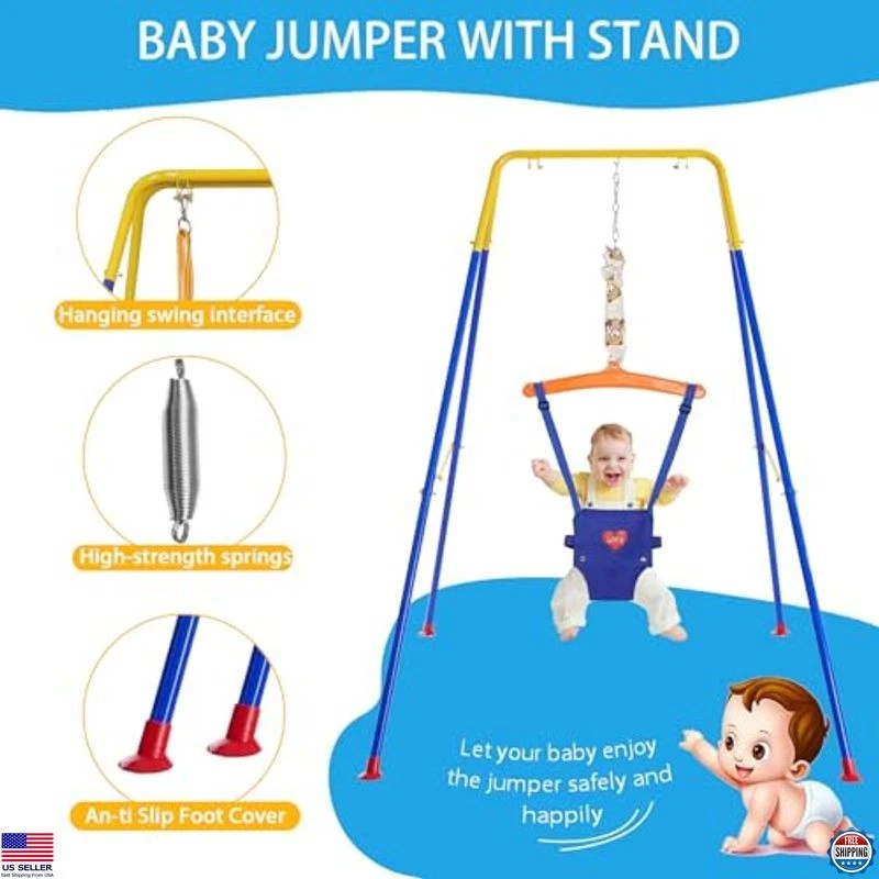 Juego de columpio y saltador 4 en 1 para niños pequeños - ¡Gorila para bebé de 61" con asiento de seguridad para divertirse! Foto 3 de 4