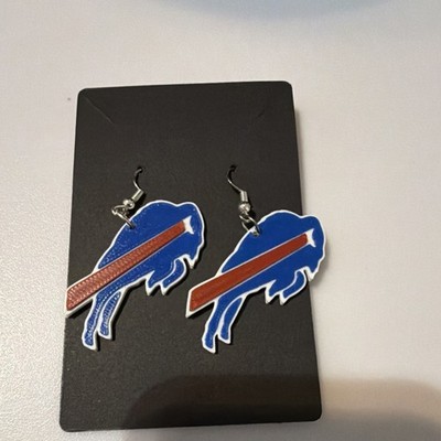 NFL Buffalo Bills Dangle Earrings Blue Red White Hook Closure Sports Theme