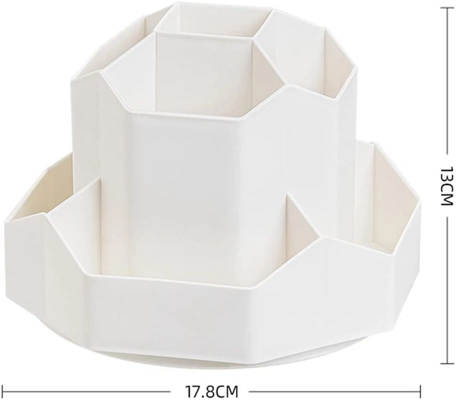 360° Drehbarer Stiftehalter Weiß – Schreibtisch Organizer 9 Fächer Große Kapazit - Bild 2 von 4