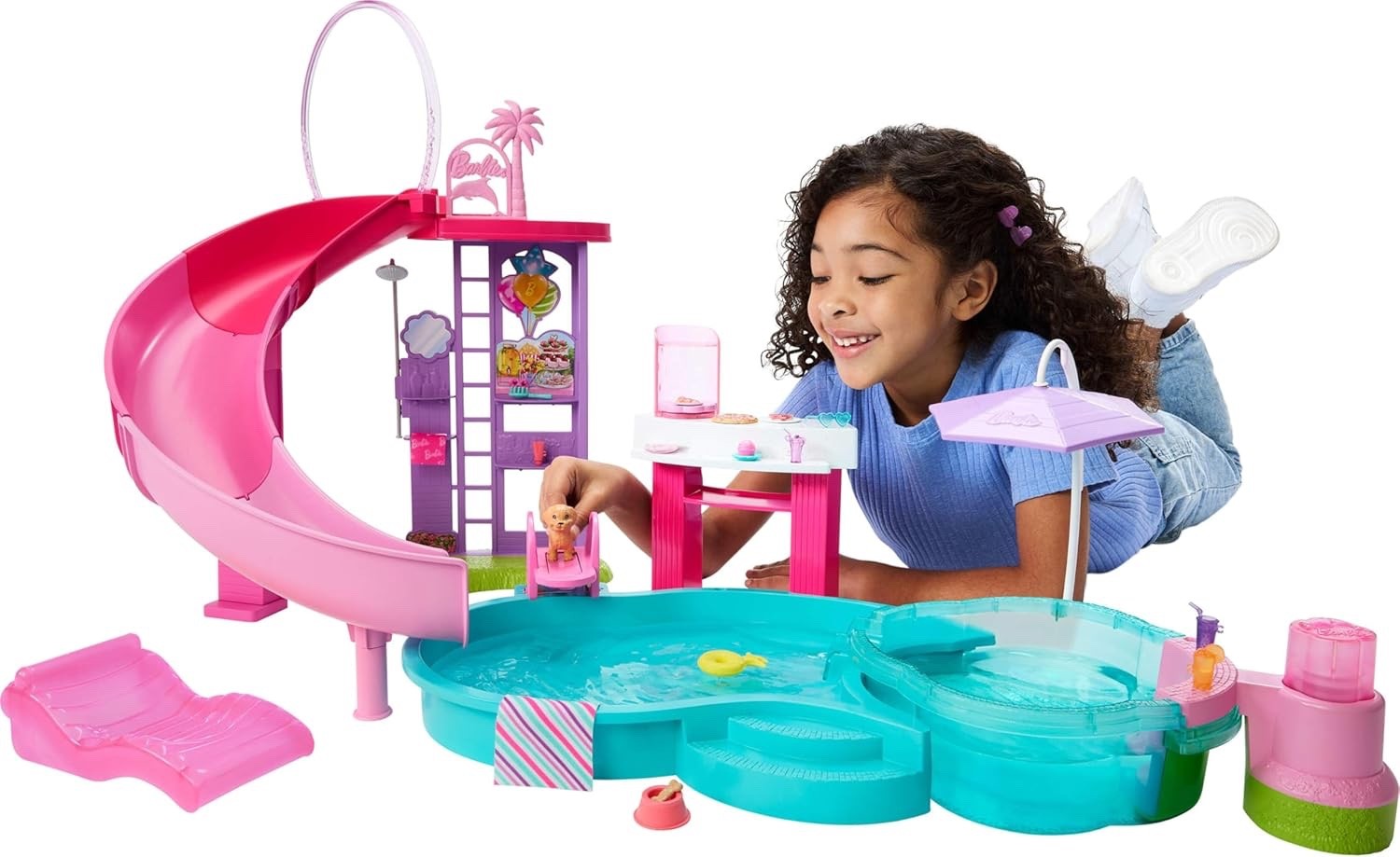 Barbie Dream Pool Playset with 6 Play Areas, Including Slide