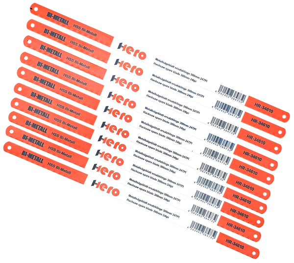 10X Hero MetallsäGeblatt 300Mm 24 Tpi Hss Bi-Metall BüGelsäGeblatt Ersatzblatt-image
