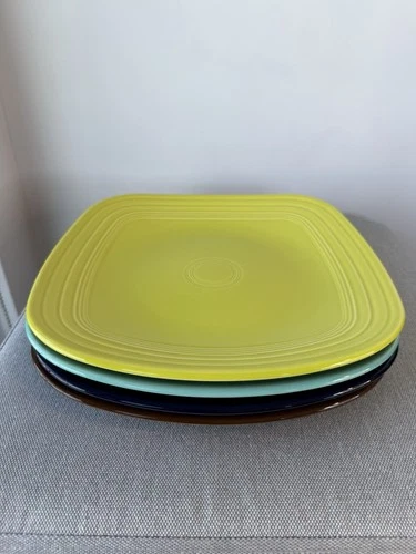 Lot of 4 RETIRED Fiesta Multicolored 10 3/4" Square Dinner Plate Homer Laughlin