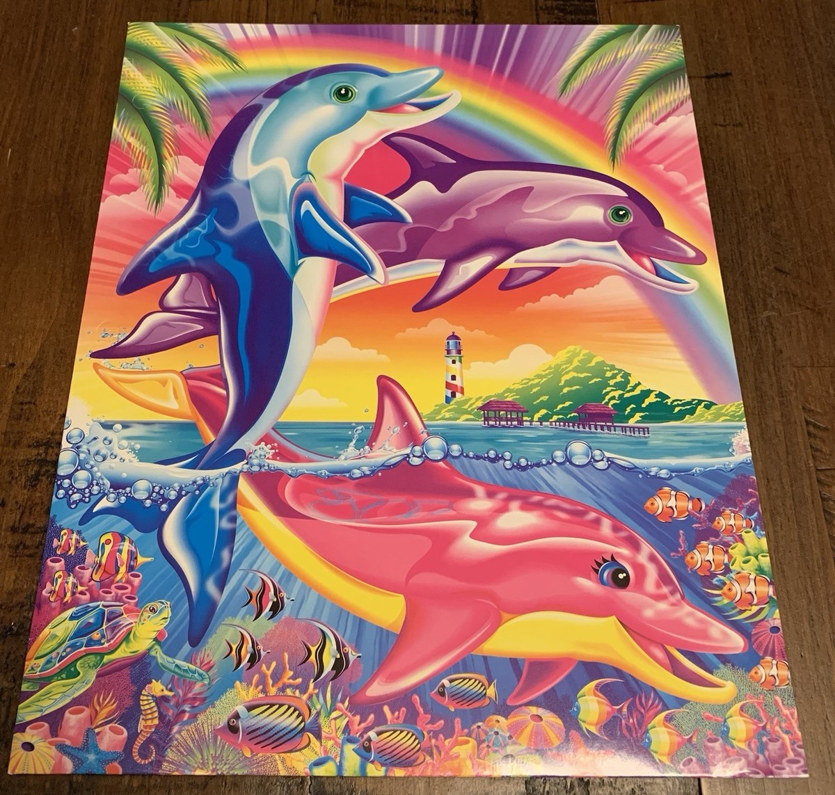 Lisa Frank Dancing Dolphins Folder Blue Pink And Purple Dolphins