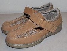 Orthofeet Women's Size 9 Comfort Orthopedic T-Strap Walk Shoe Tan EUC
