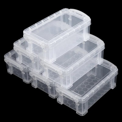 6 Pcs Mini Plastic Boxes, 5'' x 3'' x 1.8'' Small Clear Storage Containers wi...