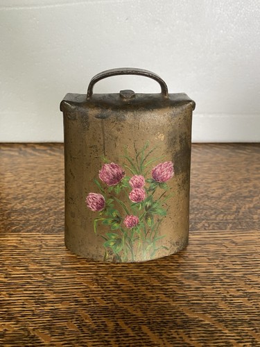 Vintage Metal Cow Bell Hand Painted Flowers Floral Design Farmhouse Decor