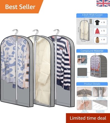 Robuste transparente Anzughülle Taschen 3er Pack, 100 cm - schützen Sie Ihre Kleidung elegant