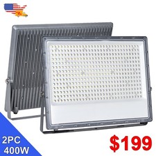2 Pack 400w Led Flood Lights 48000Lm High Brightness Outdoor Garden Lights IP65