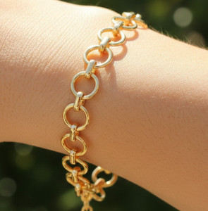 Authentic Stylish Gold Plated Circle Bracelet | O-Round Link Chain Design Jewelry