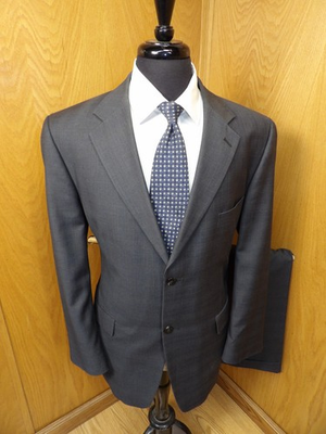 #ad #ad Mazzoni Mens Suit 42r 34w x 29 Gray Box Check Poly Rayon T #13 $49.99