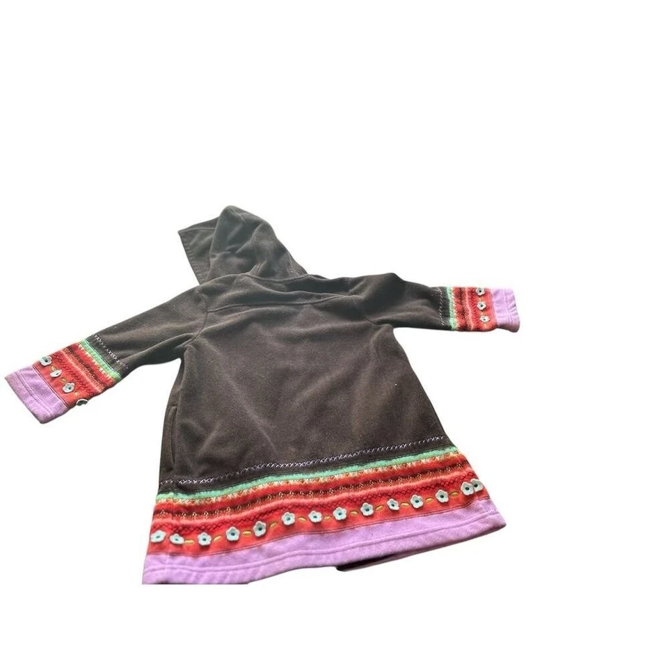 Baby gap Girls' Hooded Cardigan Floral Trim Multicolor Size 4-5 - Image 2 of 4