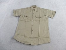 VINTAGE Dee Cee Shirt Mens Medium Khaki 80s Permanent Press USA Made Utility